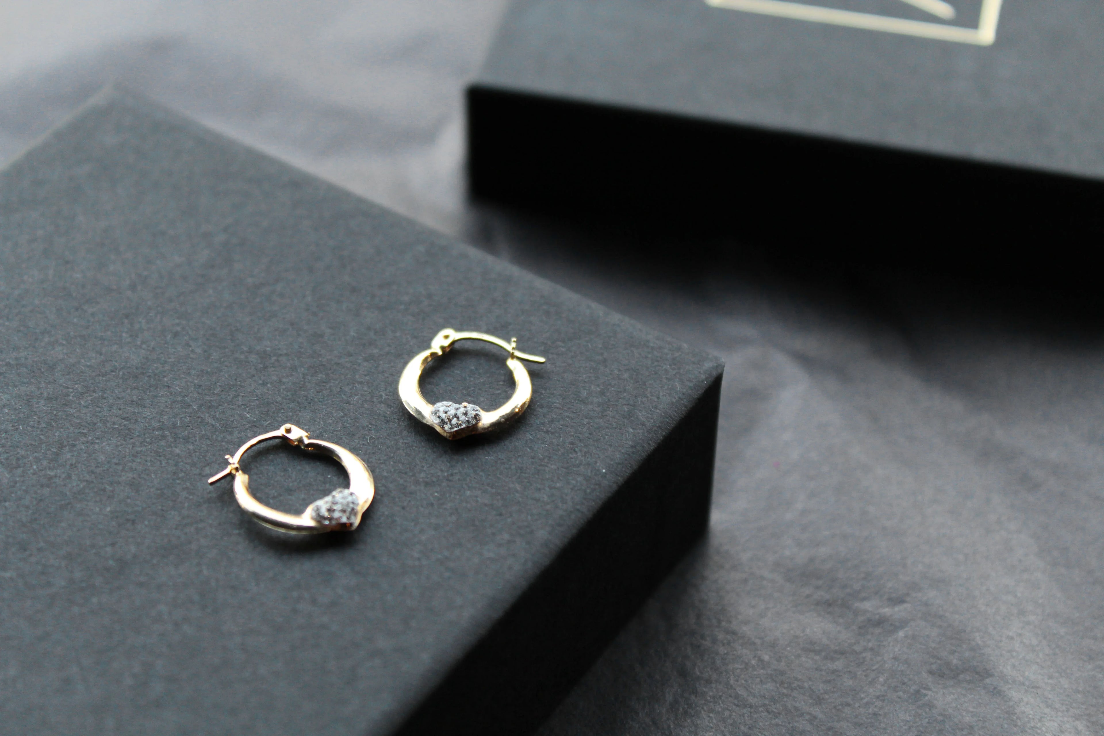 9ct Gold Crystalique Heart Hoop - Swax Jewellery Barmouth