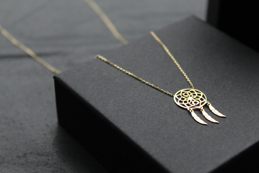 9ct Gold Dream Catcher Necklace - Swax Jewellery Barmouth