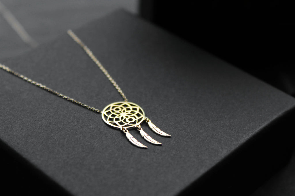 9ct Gold Dream Catcher Necklace - Swax Jewellery Barmouth