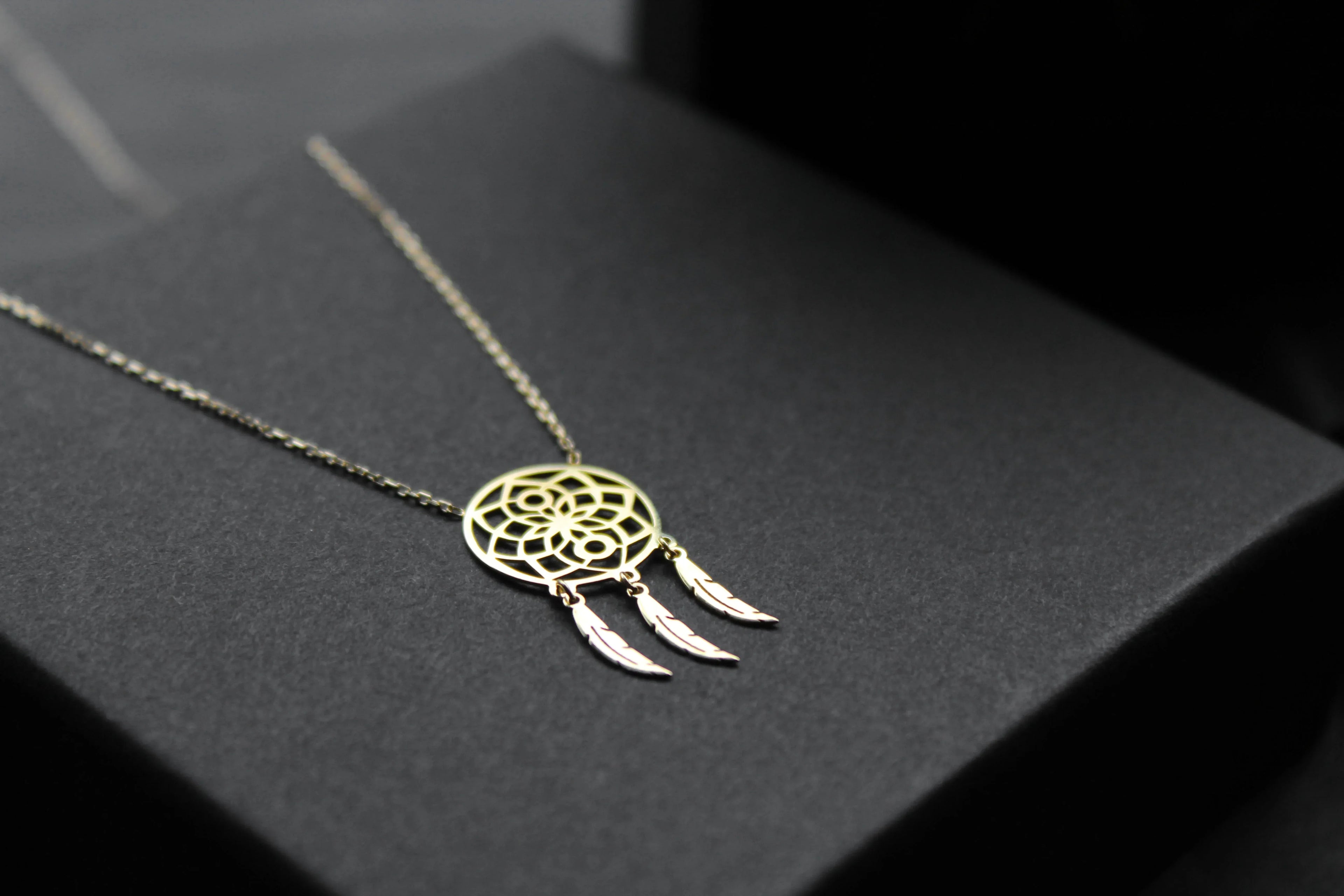 9ct Gold Dream Catcher Necklace - Swax Jewellery Barmouth