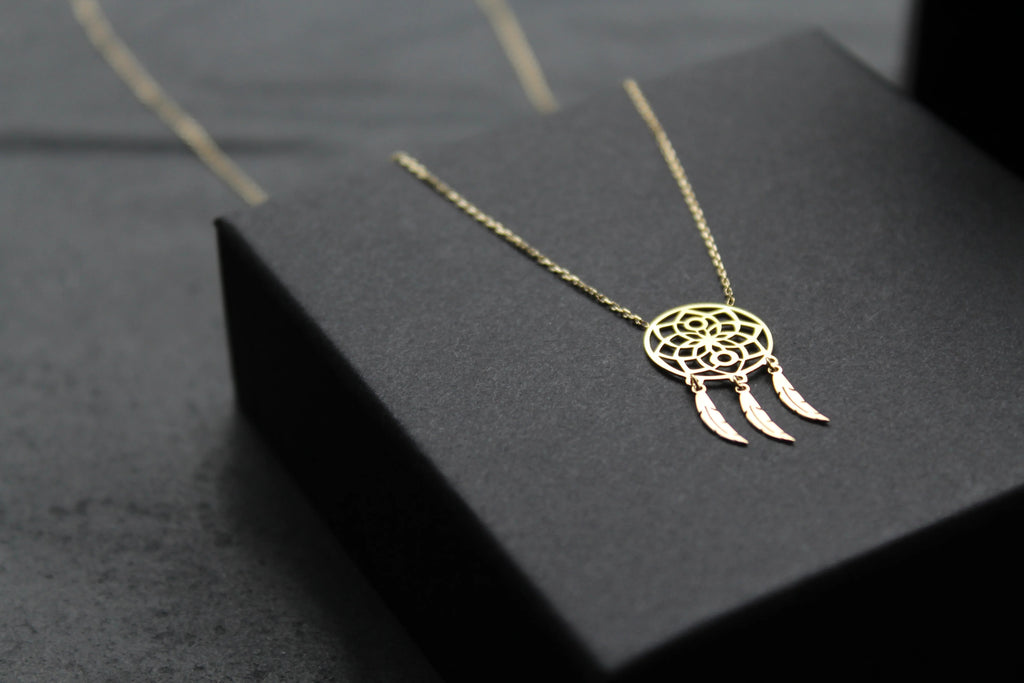 9ct Gold Dream Catcher Necklace - Swax Jewellery Barmouth