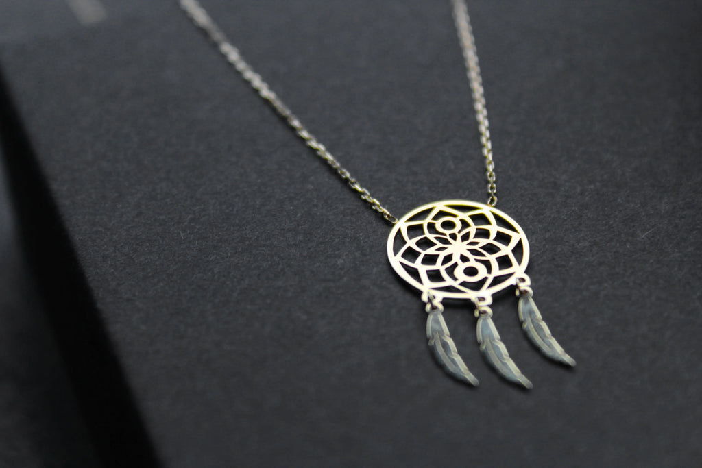 9ct Gold Dream Catcher Necklace - Swax Jewellery Barmouth