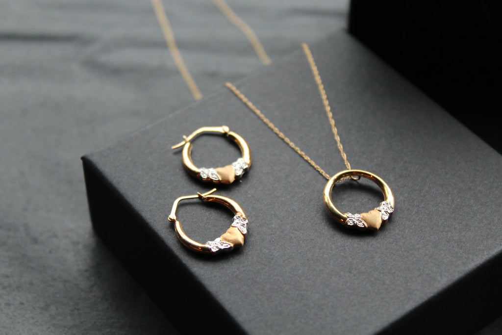 9ct Gold Earring & Necklace Set - Swax Jewellery Barmouth