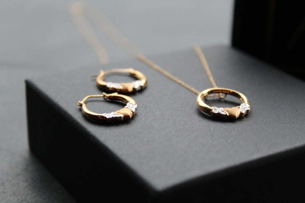 9ct Gold Earring & Necklace Set - Swax Jewellery Barmouth