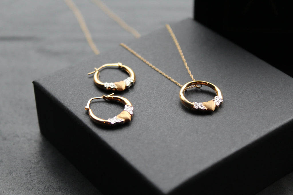 9ct Gold Earring & Necklace Set - Swax Jewellery Barmouth