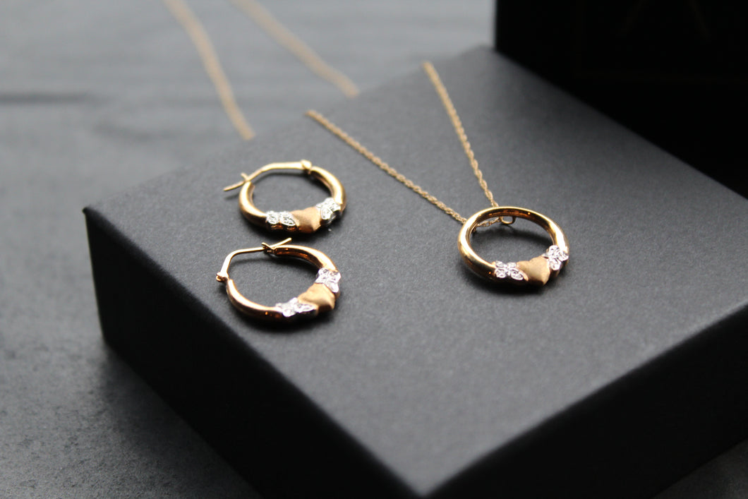 9ct Gold Earring & Necklace Set