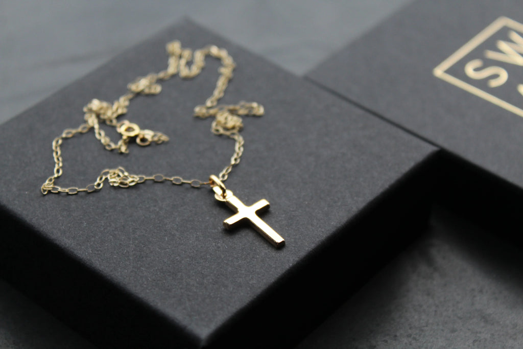 9ct Gold Hollow Cross - Swax Jewellery Barmouth