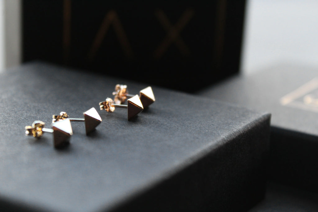 9ct Gold Pyramid Studs - Swax Jewellery Barmouth
