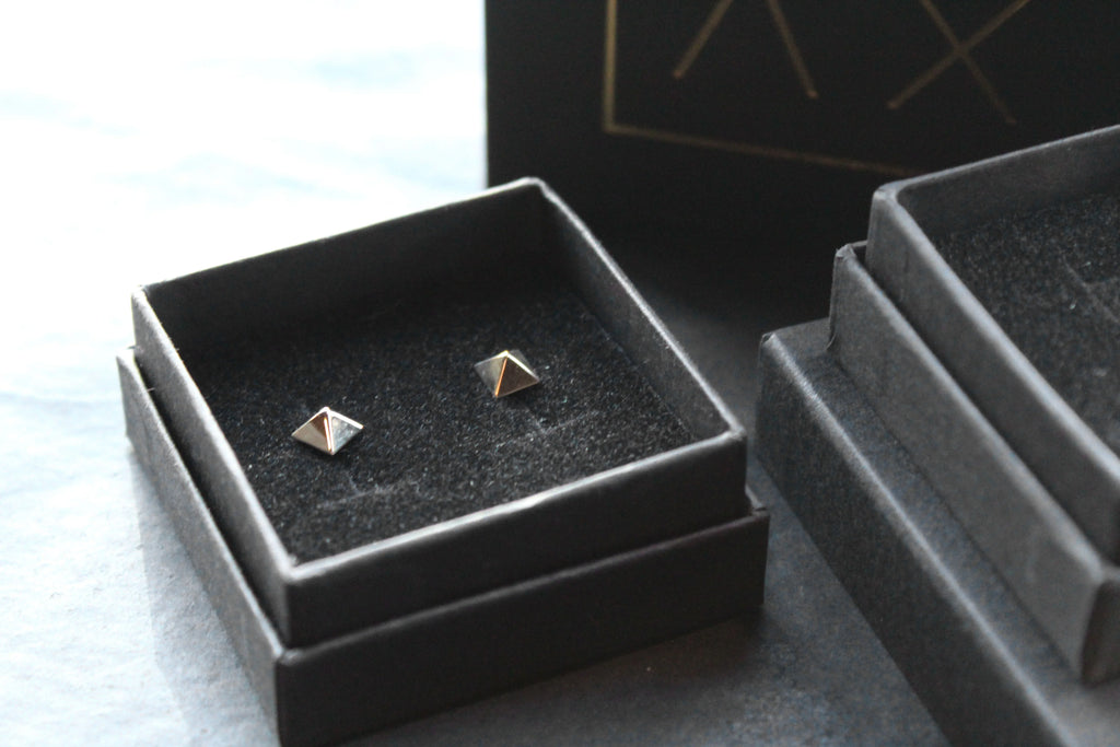 9ct Gold Pyramid Studs - Swax Jewellery Barmouth