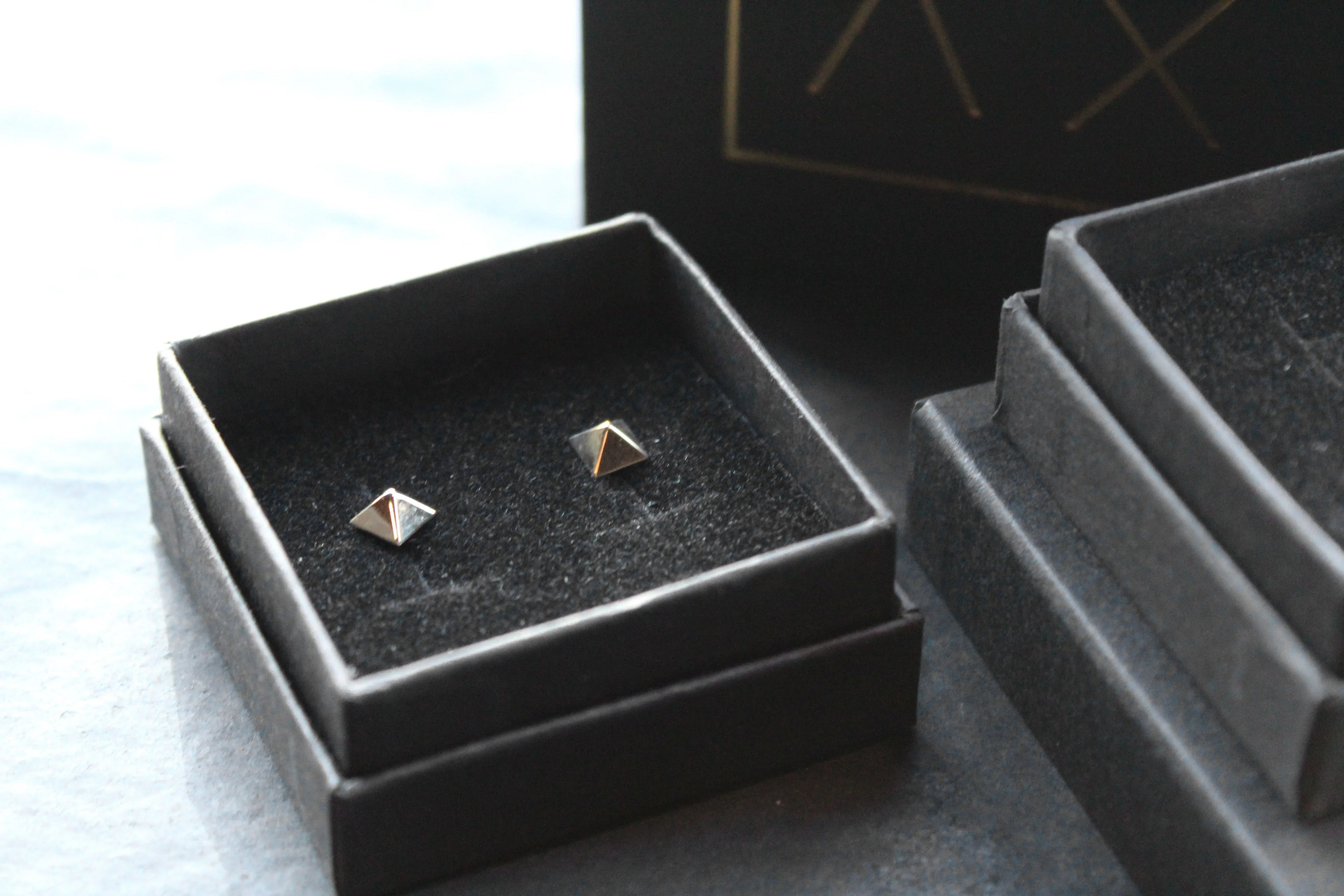 9ct Gold Pyramid Studs - Swax Jewellery Barmouth