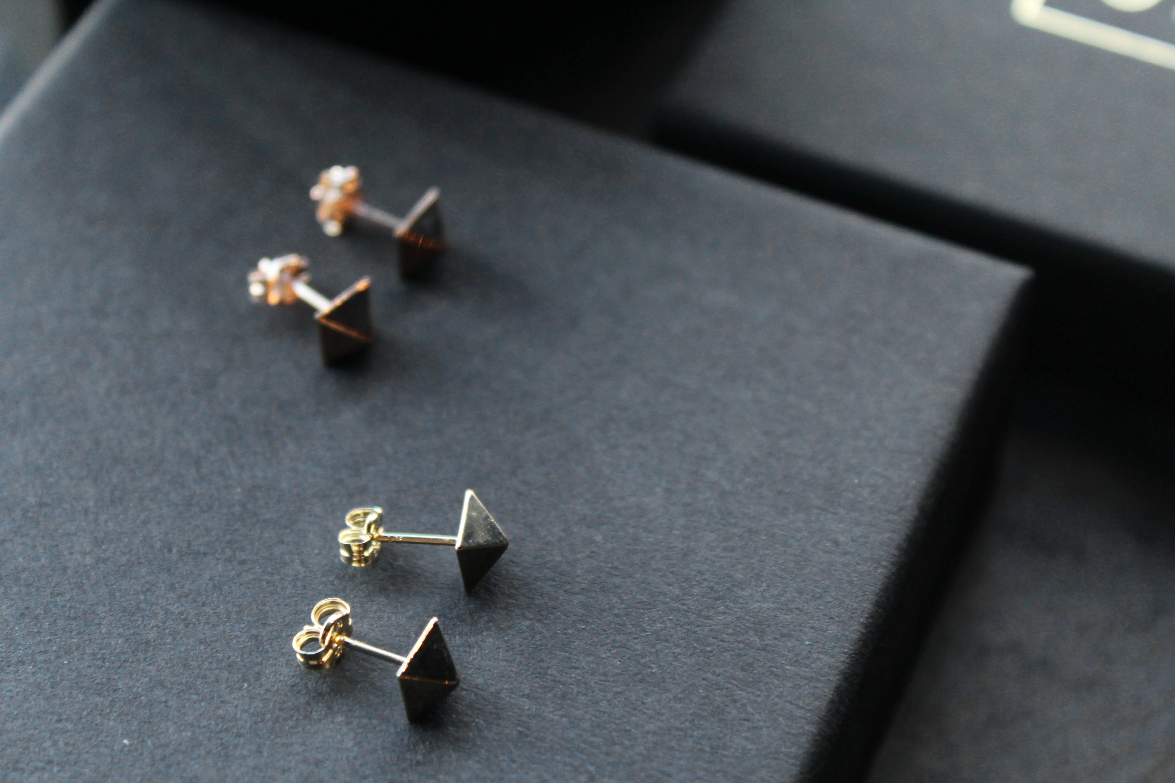 9ct Gold Pyramid Studs - Swax Jewellery Barmouth