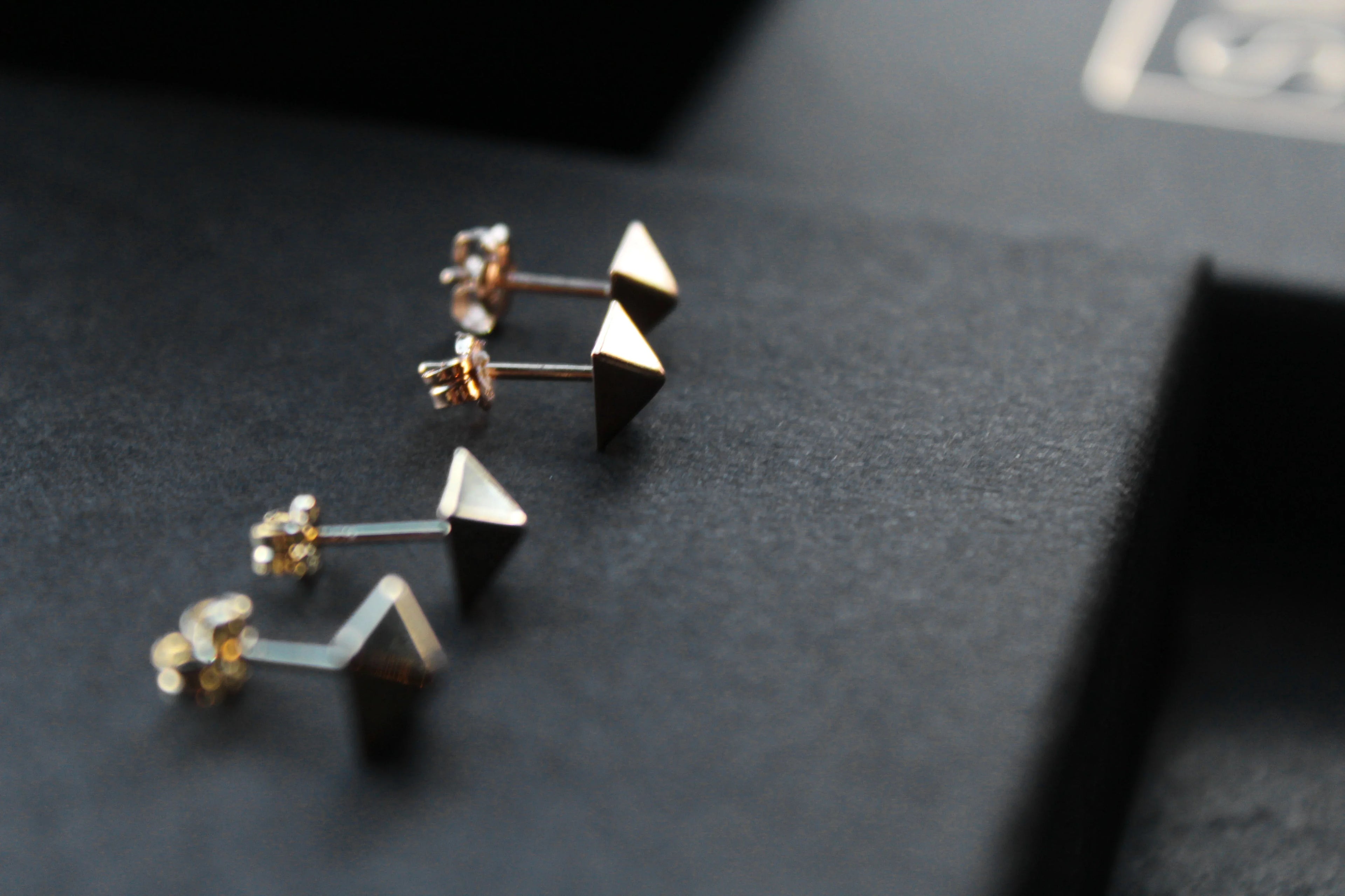 9ct Gold Pyramid Studs - Swax Jewellery Barmouth