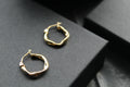 9ct Gold Twisted Square Hoops - Swax Jewellery Barmouth