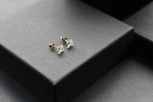 Load image into Gallery viewer, 9ct Gold square  Clear CZ Studs
