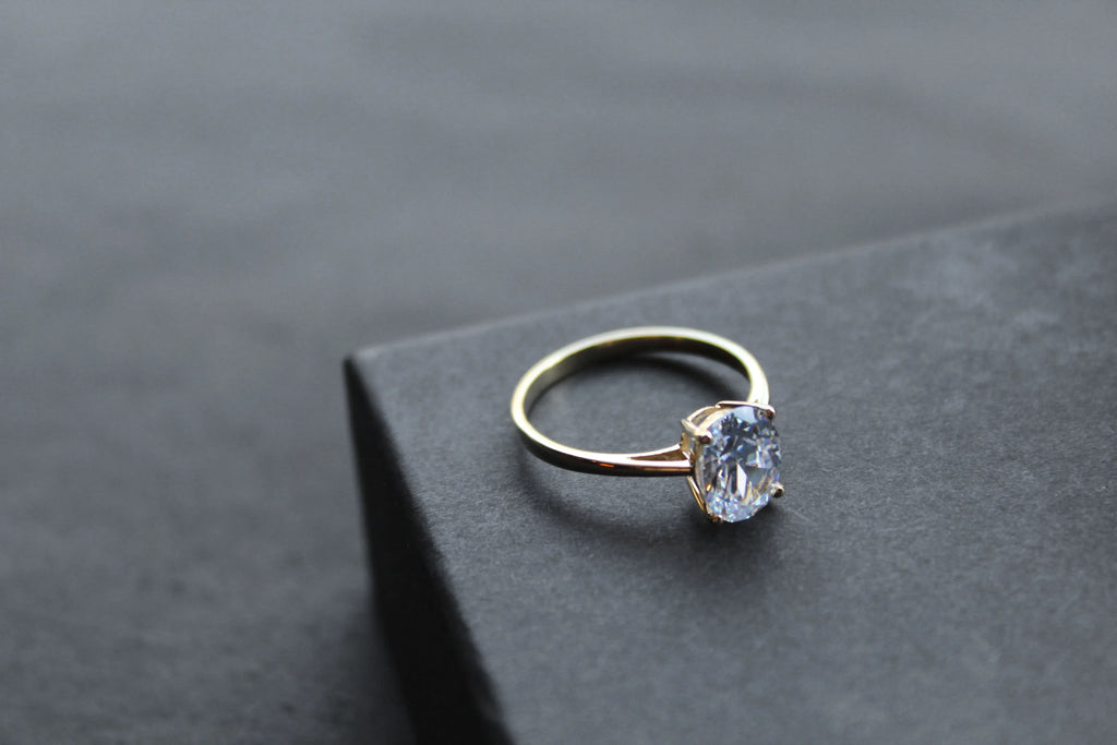 9ct Solitaire Clear CZ Ring - Swax Jewellery Barmouth