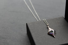 Load image into Gallery viewer, Abalone Shell &amp; Sterling Silver Long Diamond Pendant
