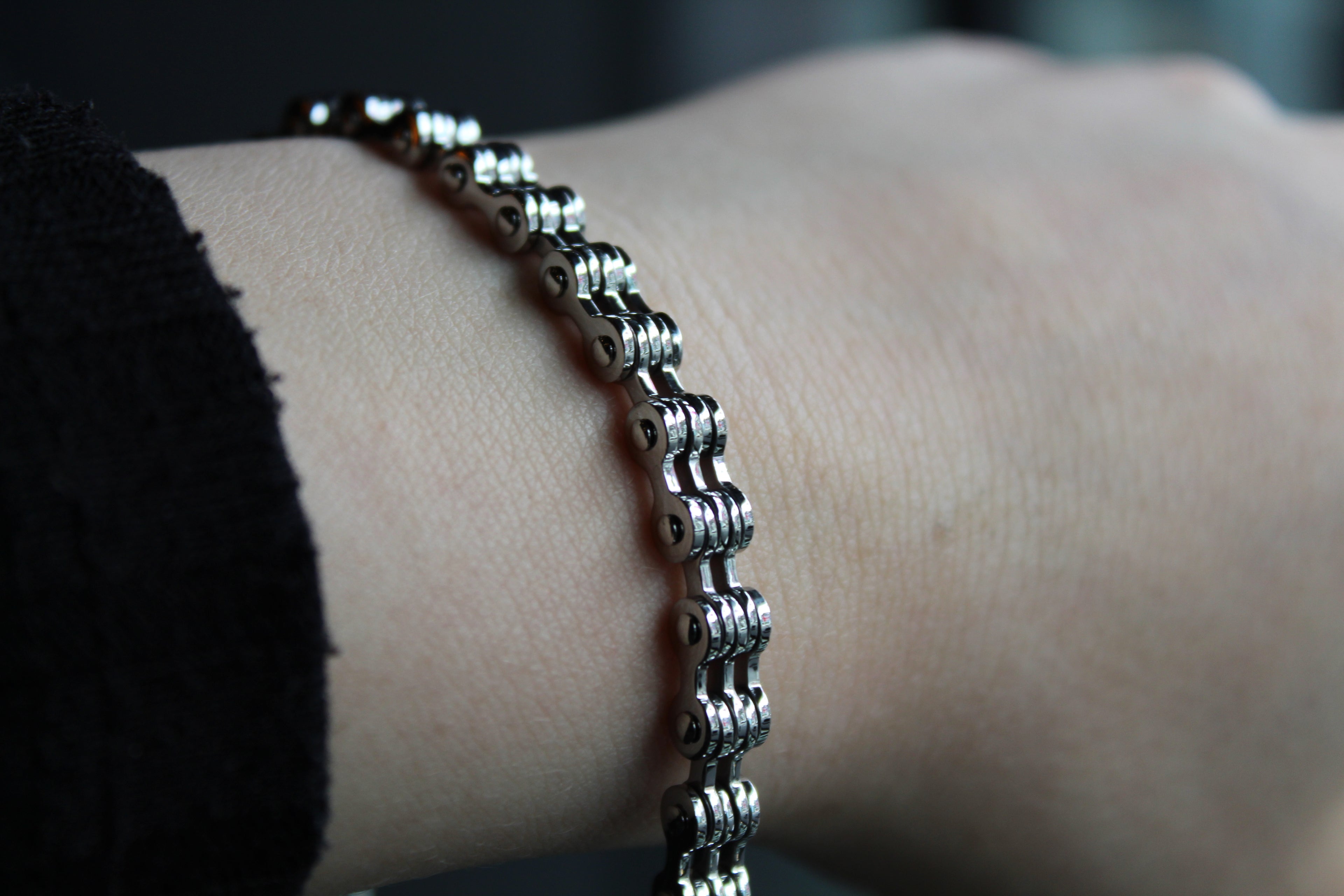 Skinny Steel Link Bike Chain Bracelet