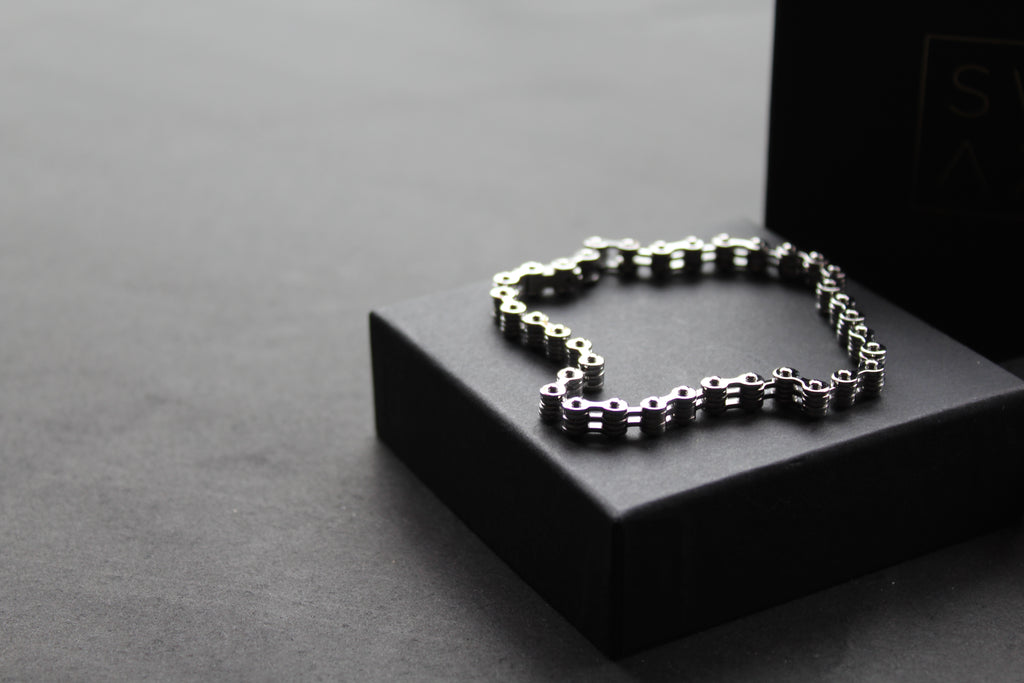 Skinny Steel Link Bike Chain Bracelet