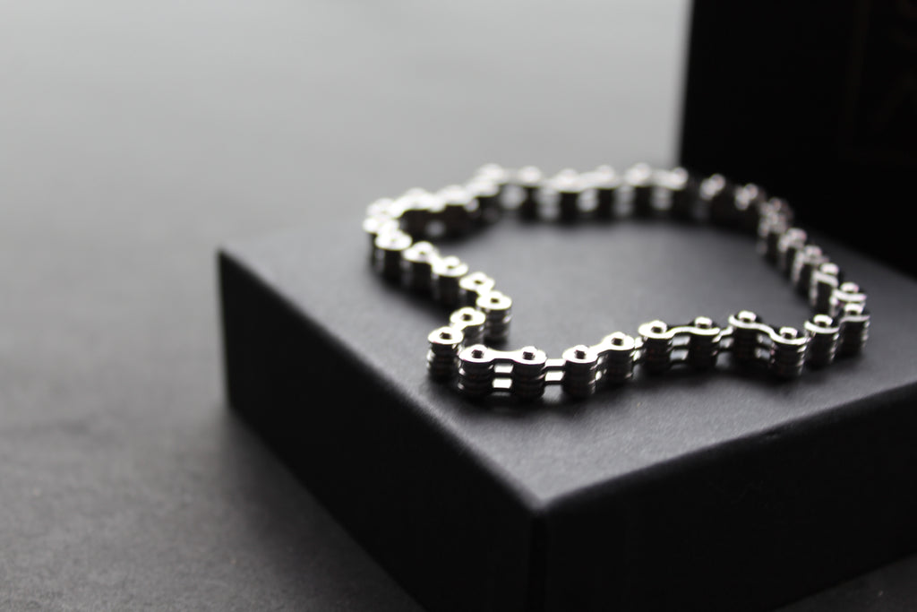 Skinny Steel Link Bike Chain Bracelet
