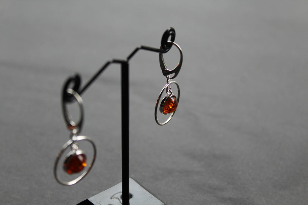 Amber Circle Drop Earrings - Swax Jewellery Barmouth