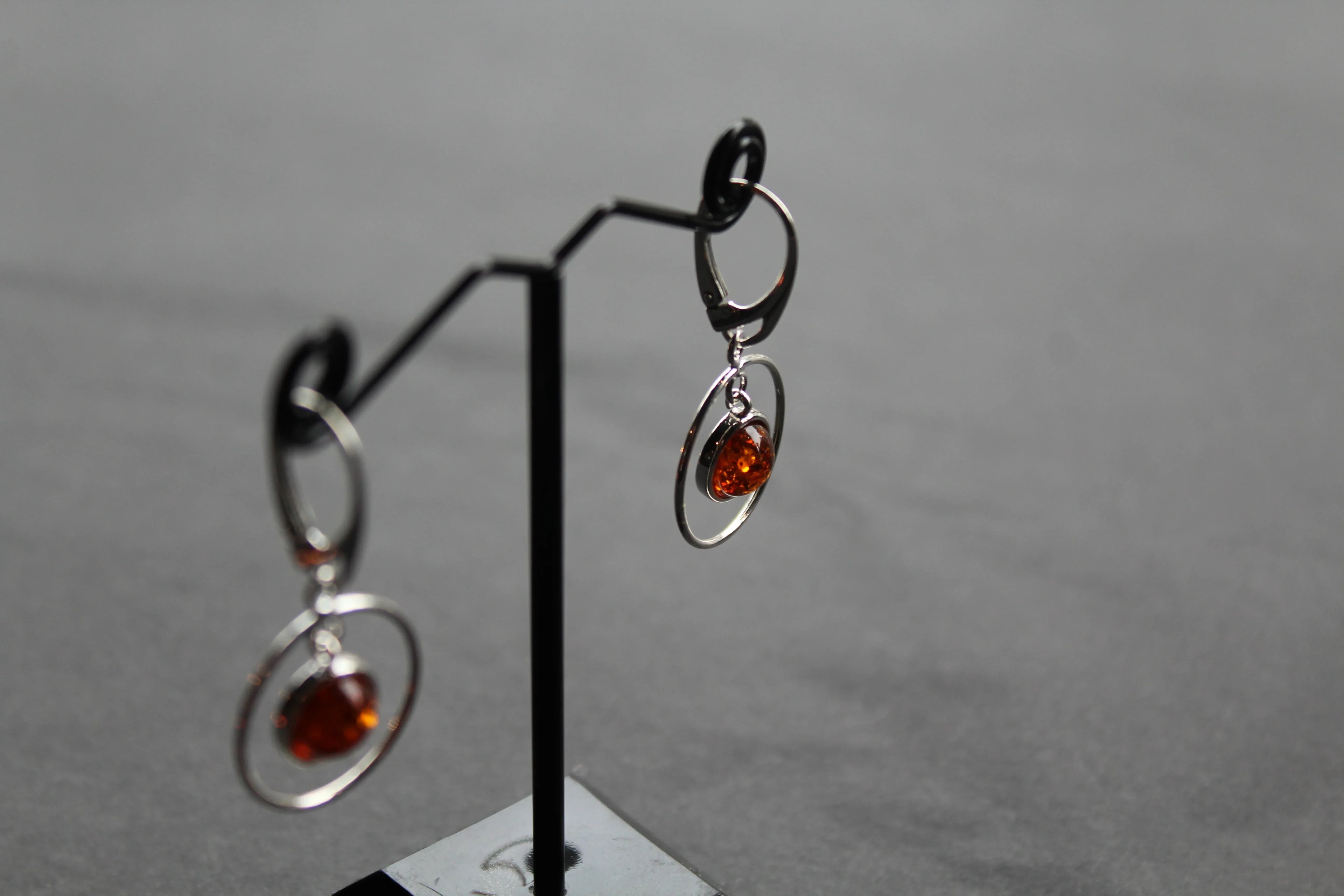 Amber Circle Drop Earrings - Swax Jewellery Barmouth