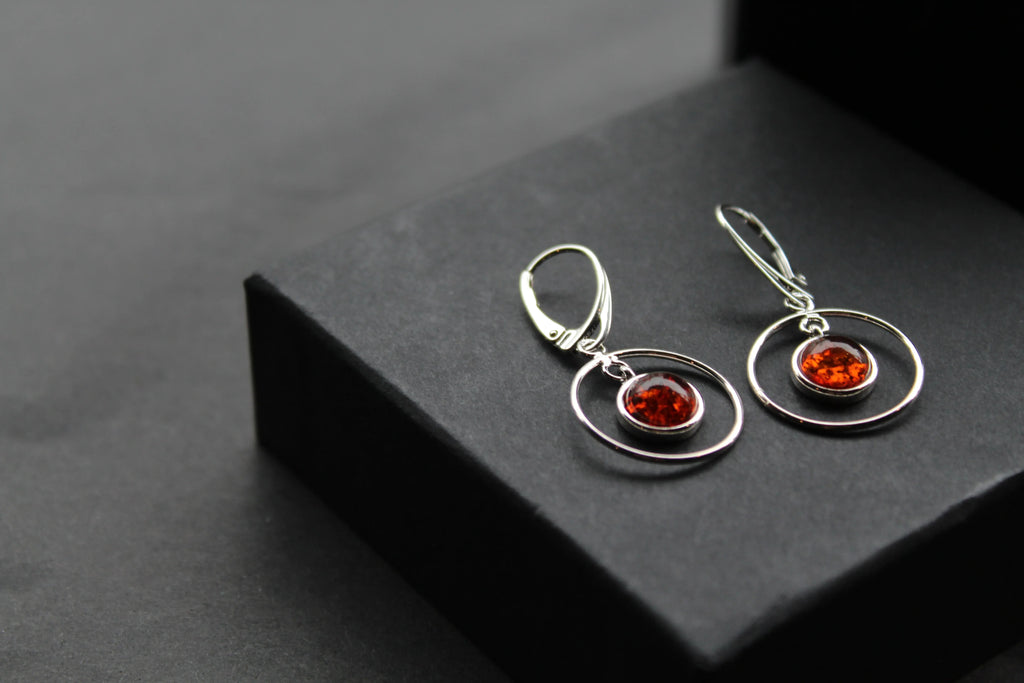 Amber Circle Drop Earrings - Swax Jewellery Barmouth