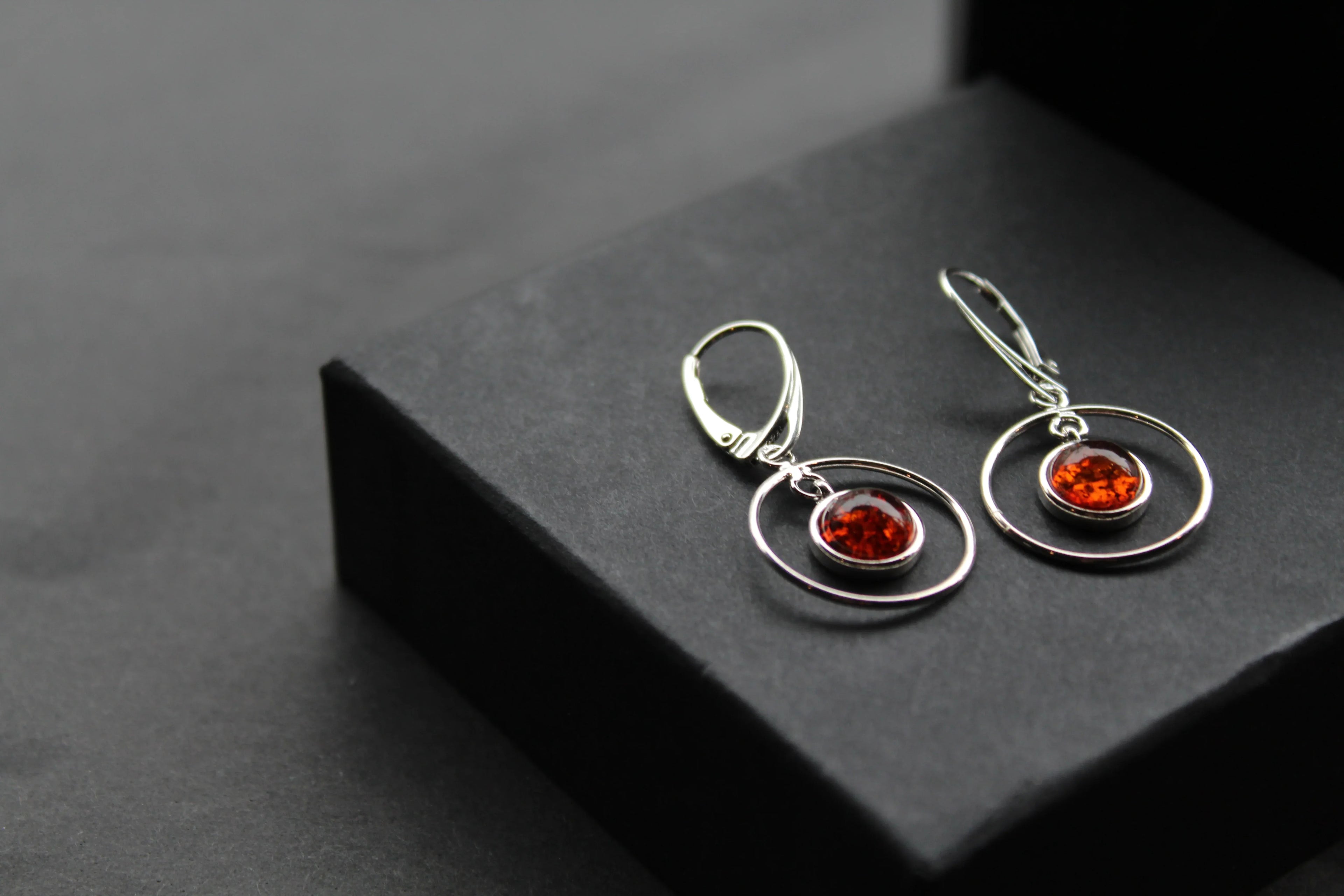 Amber Circle Drop Earrings - Swax Jewellery Barmouth