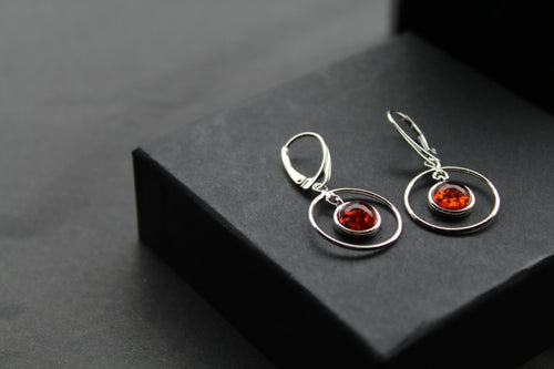 Amber Circle Drop Earrings - Swax Jewellery Barmouth
