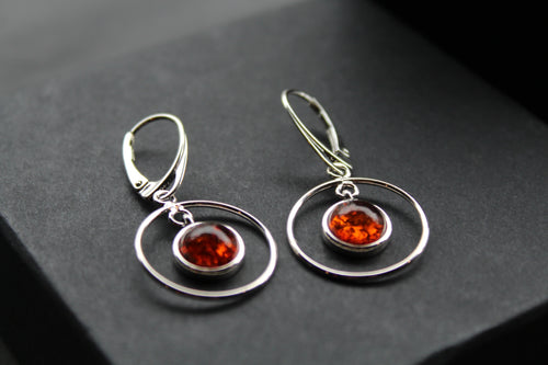 Amber Circle Drop Earrings - Swax Jewellery Barmouth