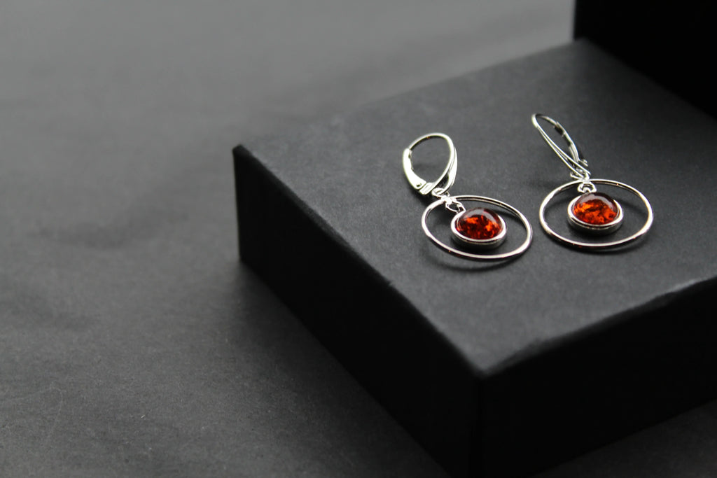 Amber Circle Drop Earrings - Swax Jewellery Barmouth