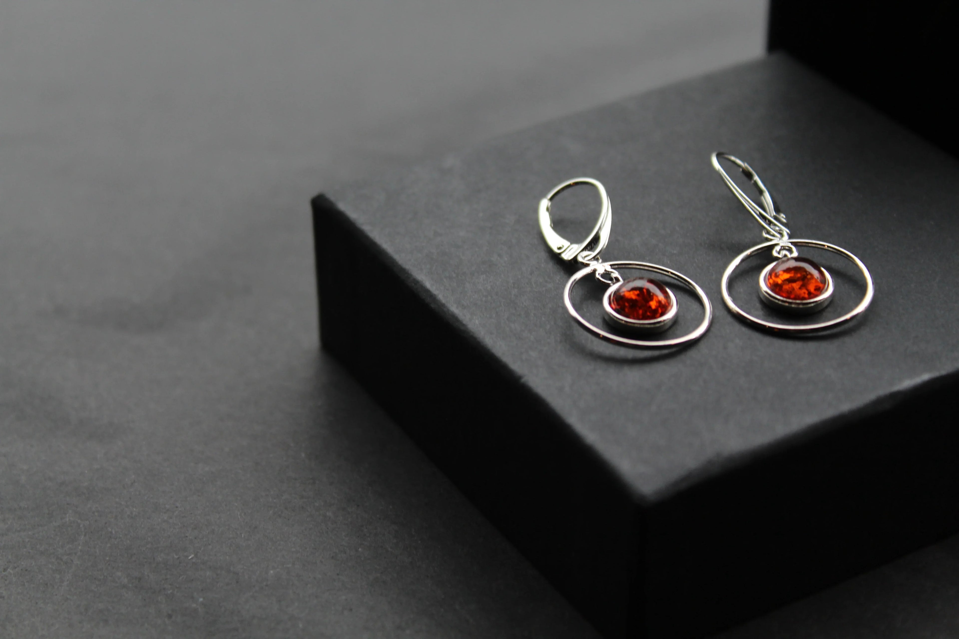 Amber Circle Drop Earrings - Swax Jewellery Barmouth
