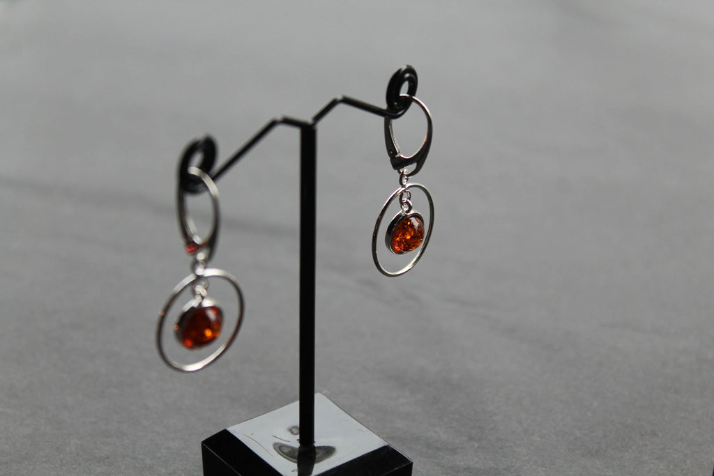 Amber Circle Drop Earrings - Swax Jewellery Barmouth