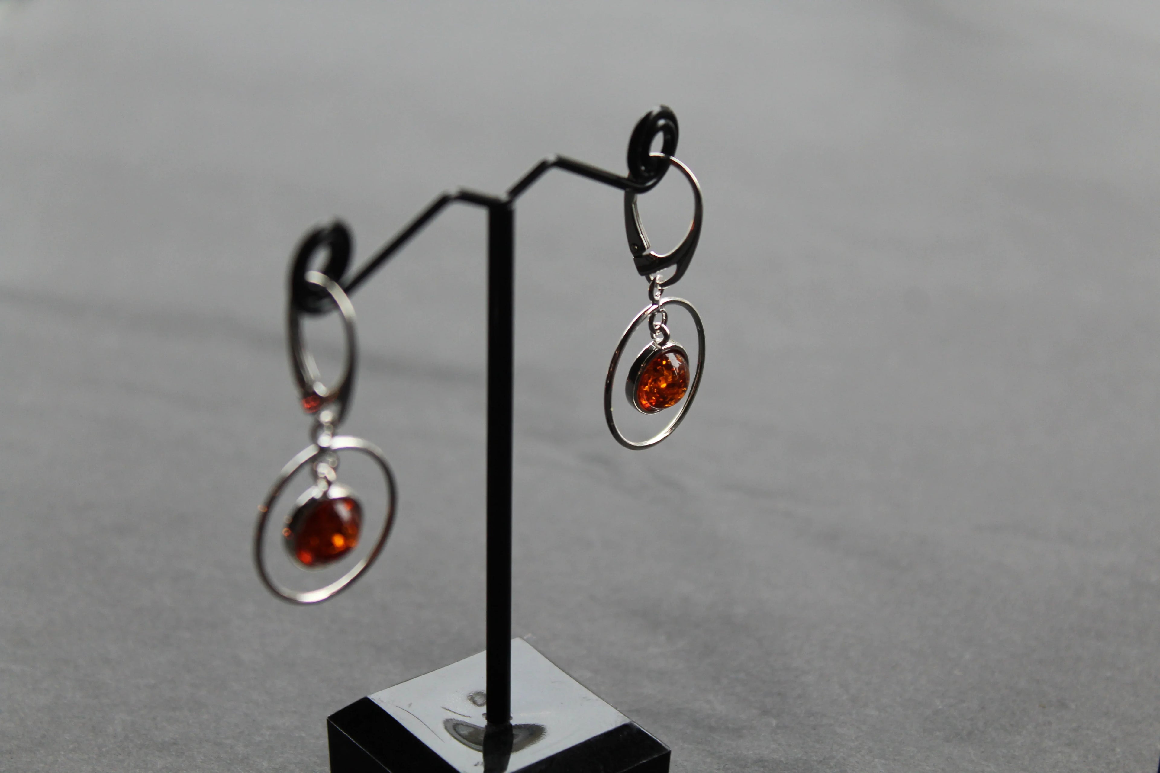 Amber Circle Drop Earrings - Swax Jewellery Barmouth
