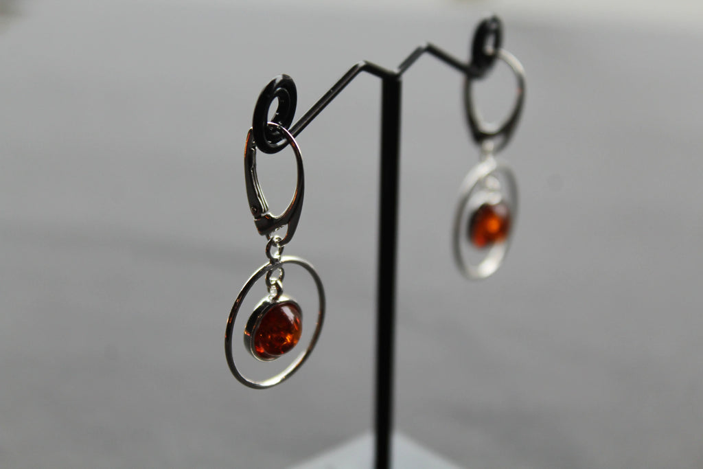 Amber Circle Drop Earrings - Swax Jewellery Barmouth
