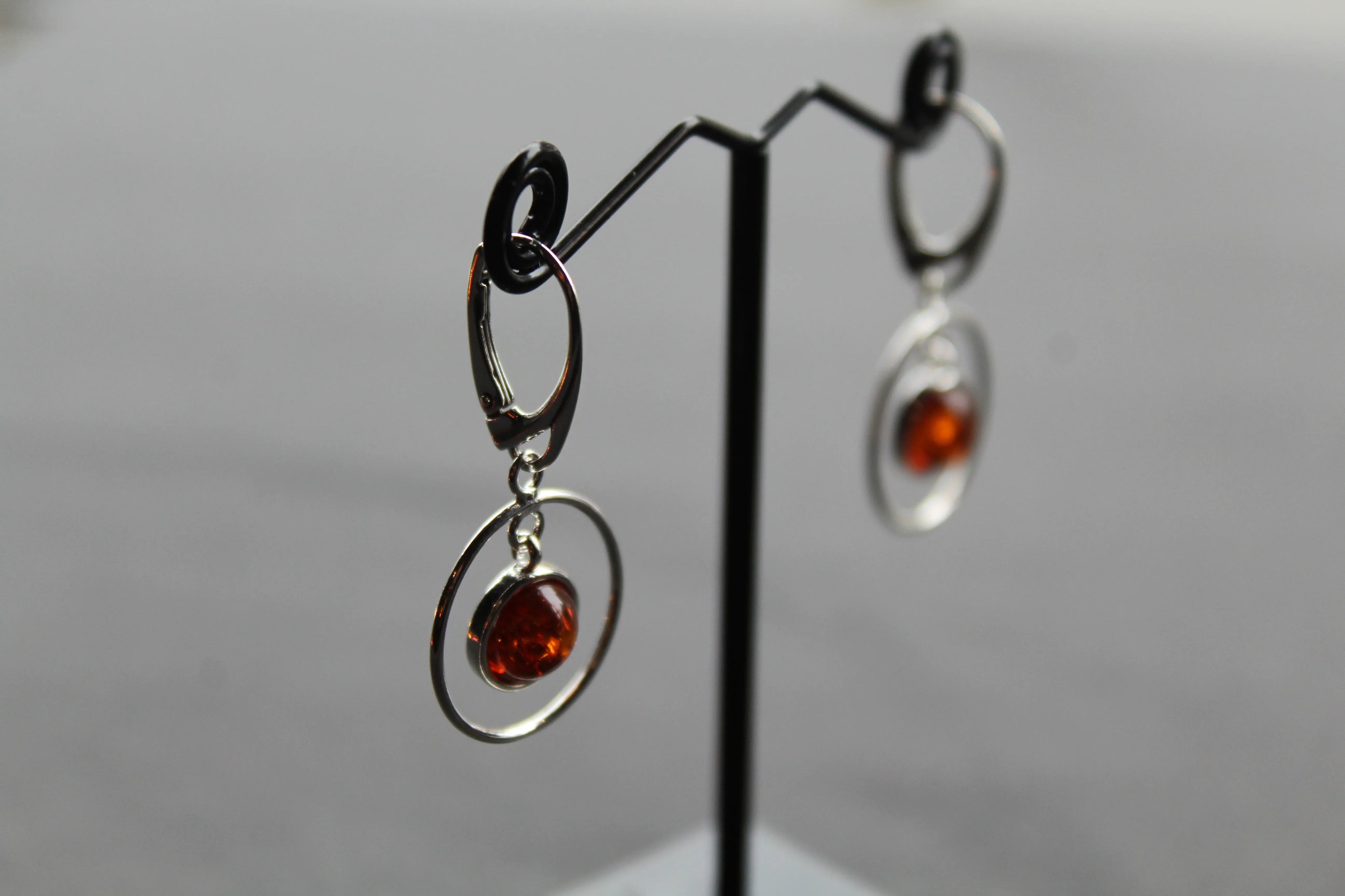 Amber Circle Drop Earrings - Swax Jewellery Barmouth