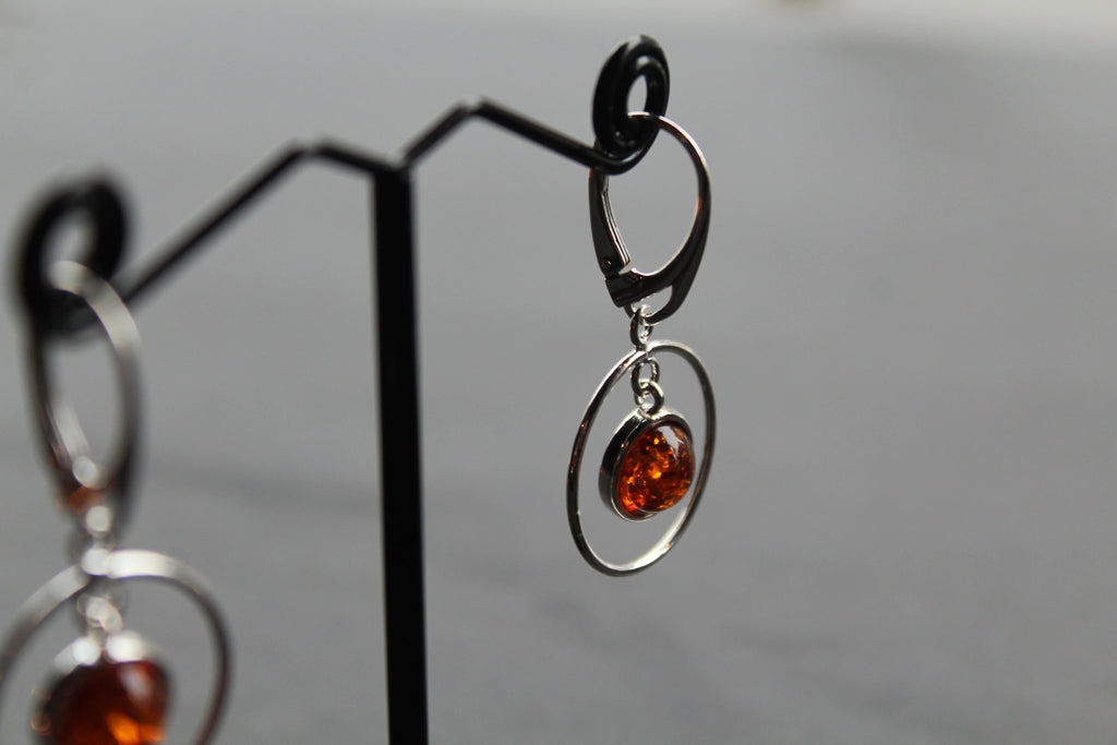 Amber Circle Drop Earrings - Swax Jewellery Barmouth