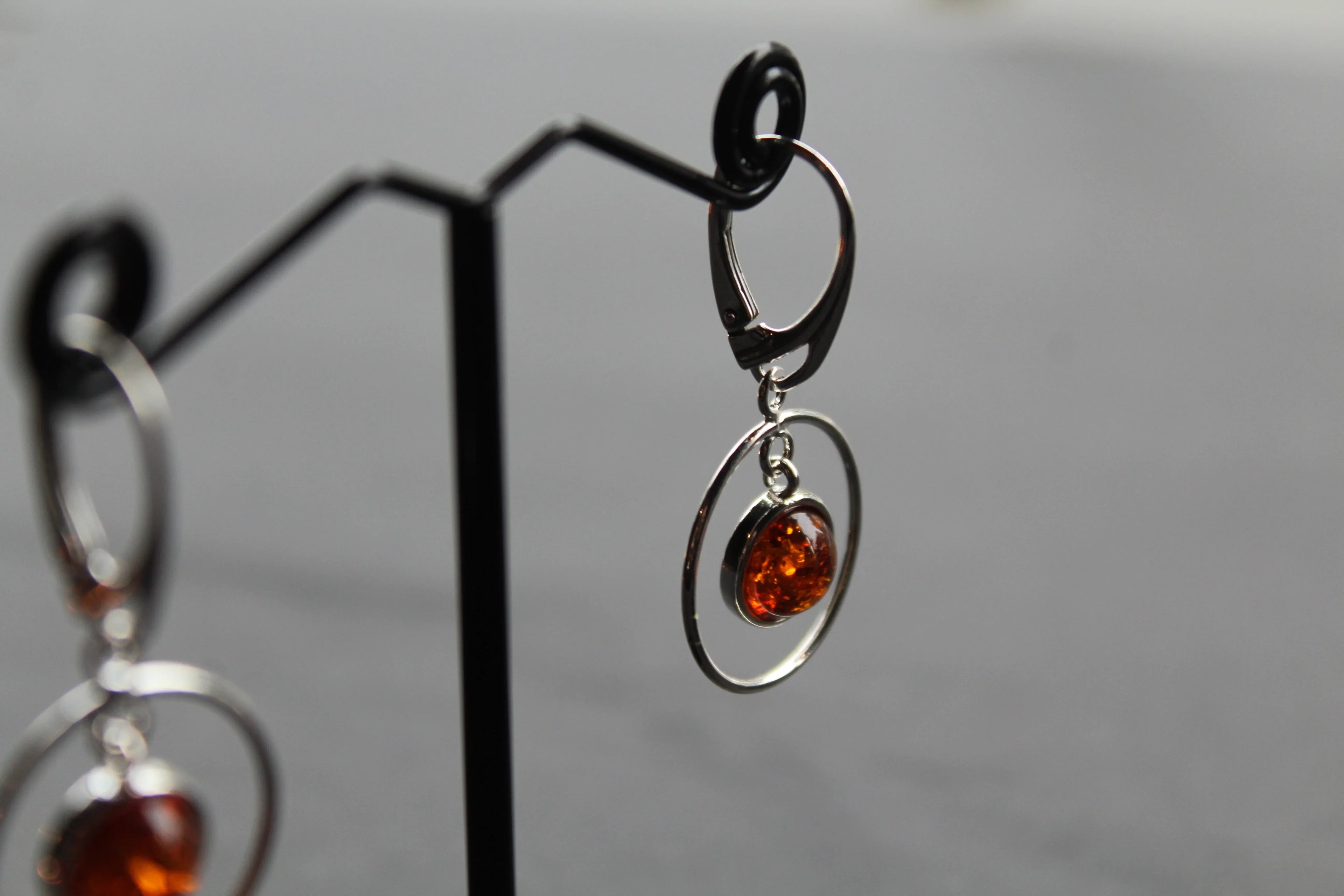 Amber Circle Drop Earrings - Swax Jewellery Barmouth