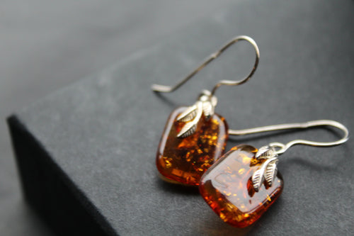 Amber Drop Earrings - Swax Jewellery Barmouth