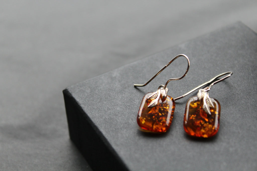 Amber Drop Earrings - Swax Jewellery Barmouth