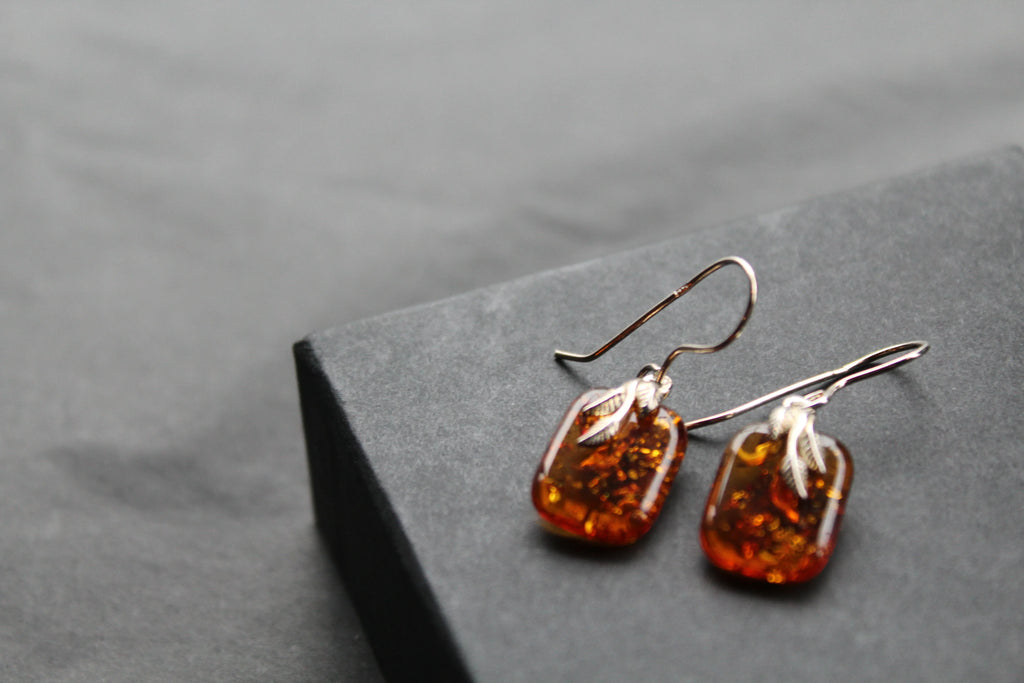 Amber Drop Earrings - Swax Jewellery Barmouth