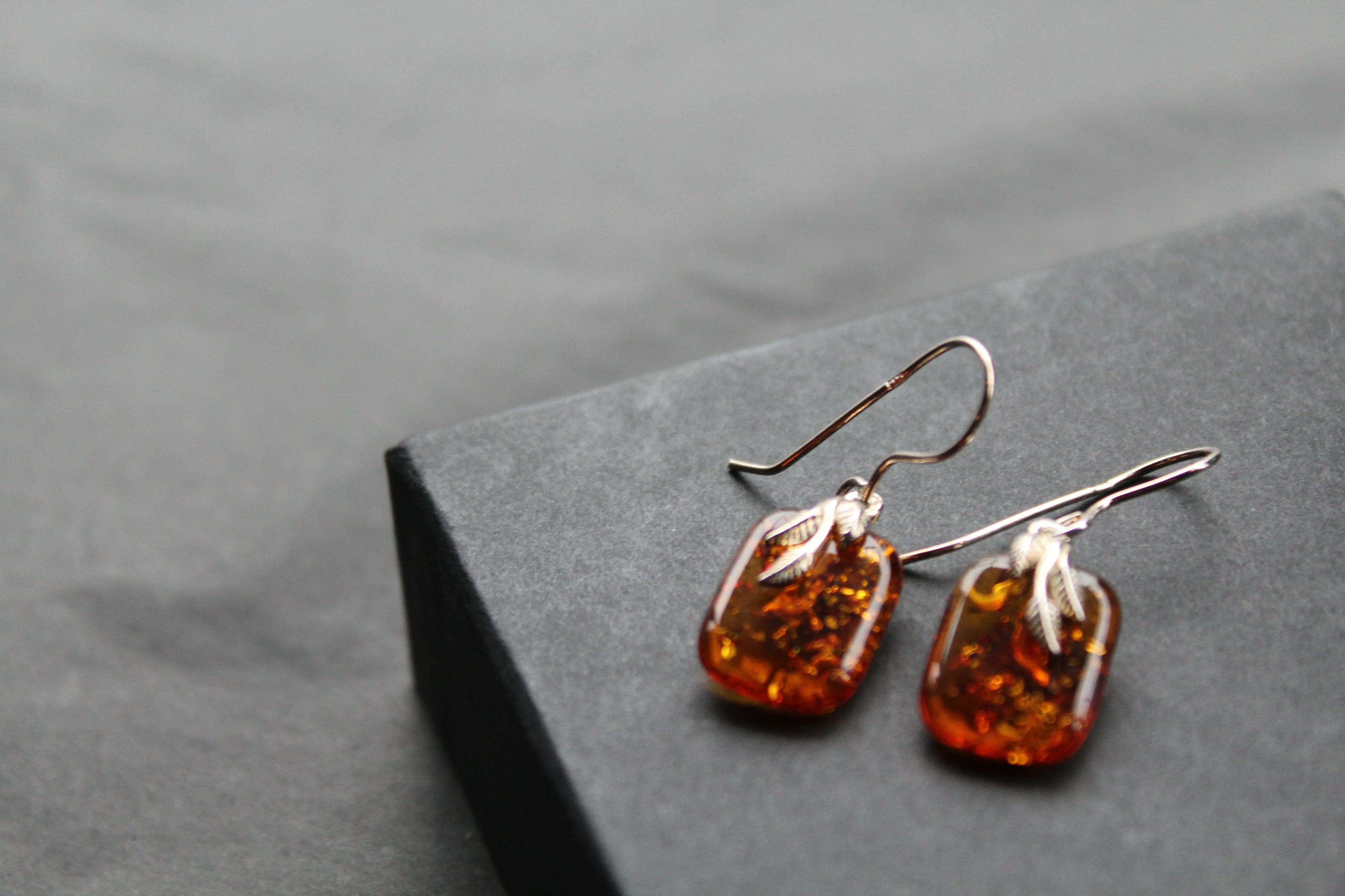 Amber Drop Earrings - Swax Jewellery Barmouth