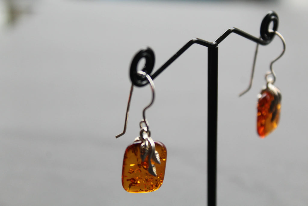 Amber Drop Earrings - Swax Jewellery Barmouth