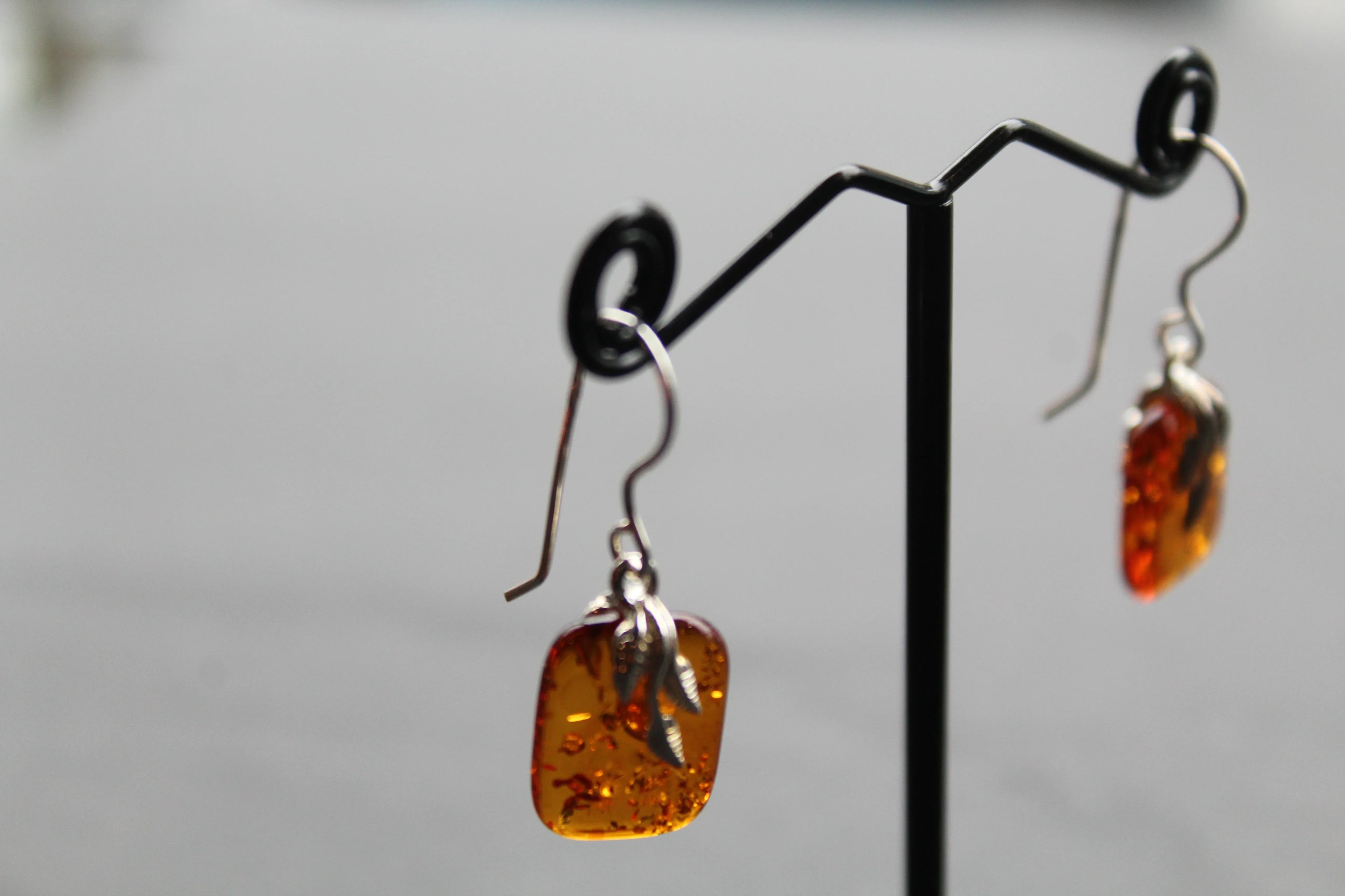 Amber Drop Earrings - Swax Jewellery Barmouth