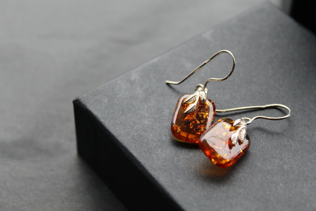 Amber Drop Earrings - Swax Jewellery Barmouth
