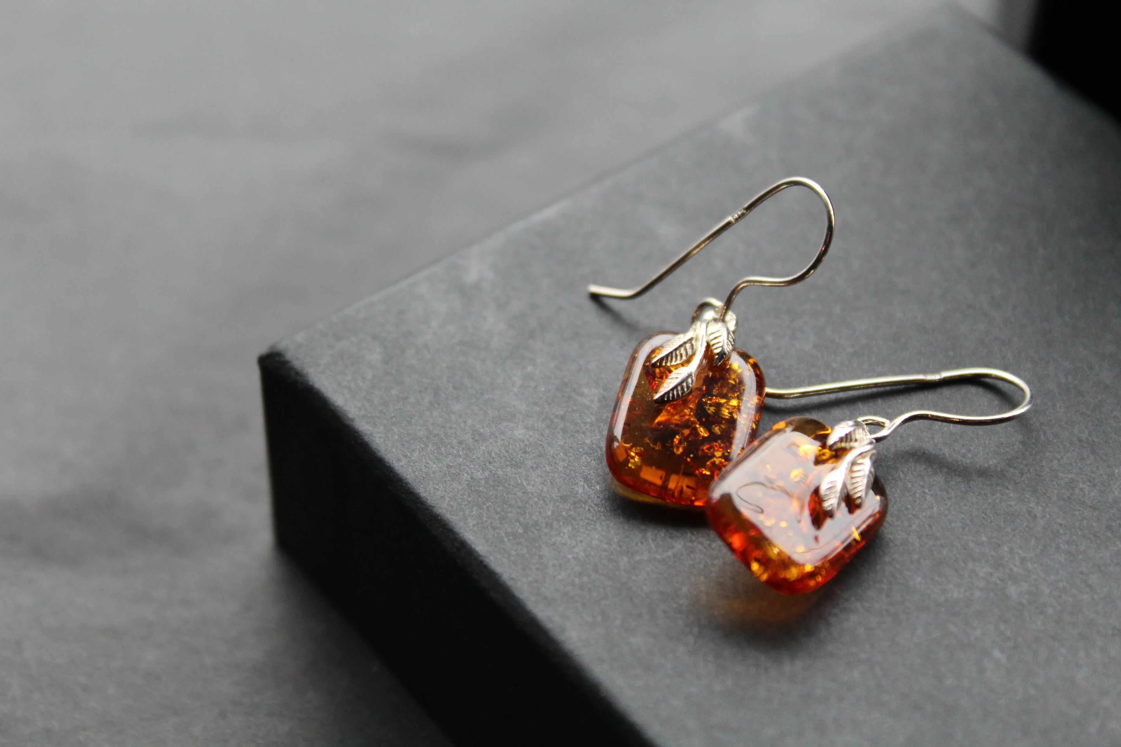 Amber Drop Earrings - Swax Jewellery Barmouth