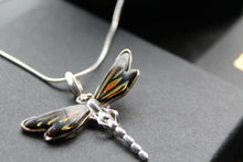 Load image into Gallery viewer, Amber &amp; Silver Dragonfly Necklace
