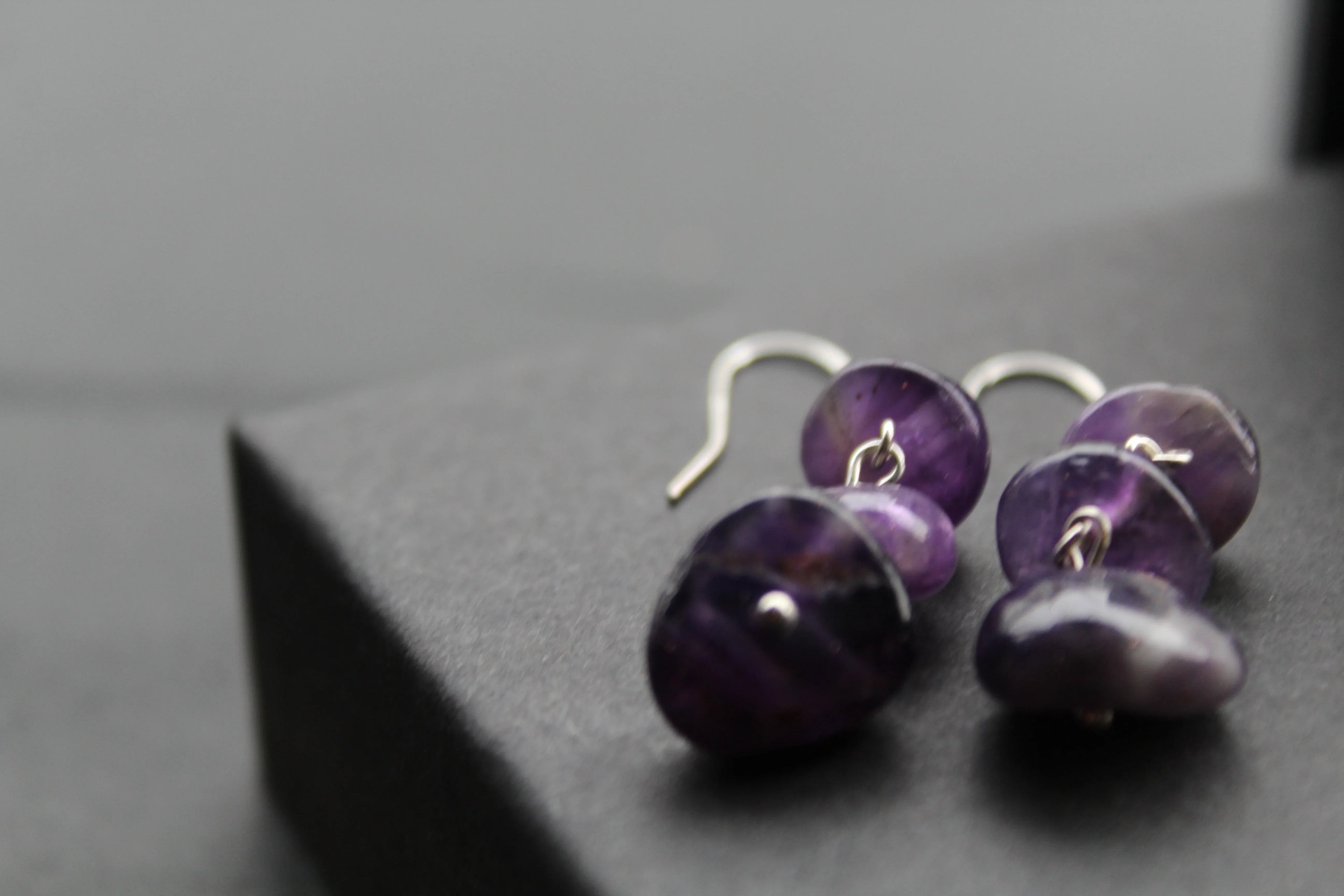 Amethyst 3 Drop Earrings - Swax Jewellery Barmouth