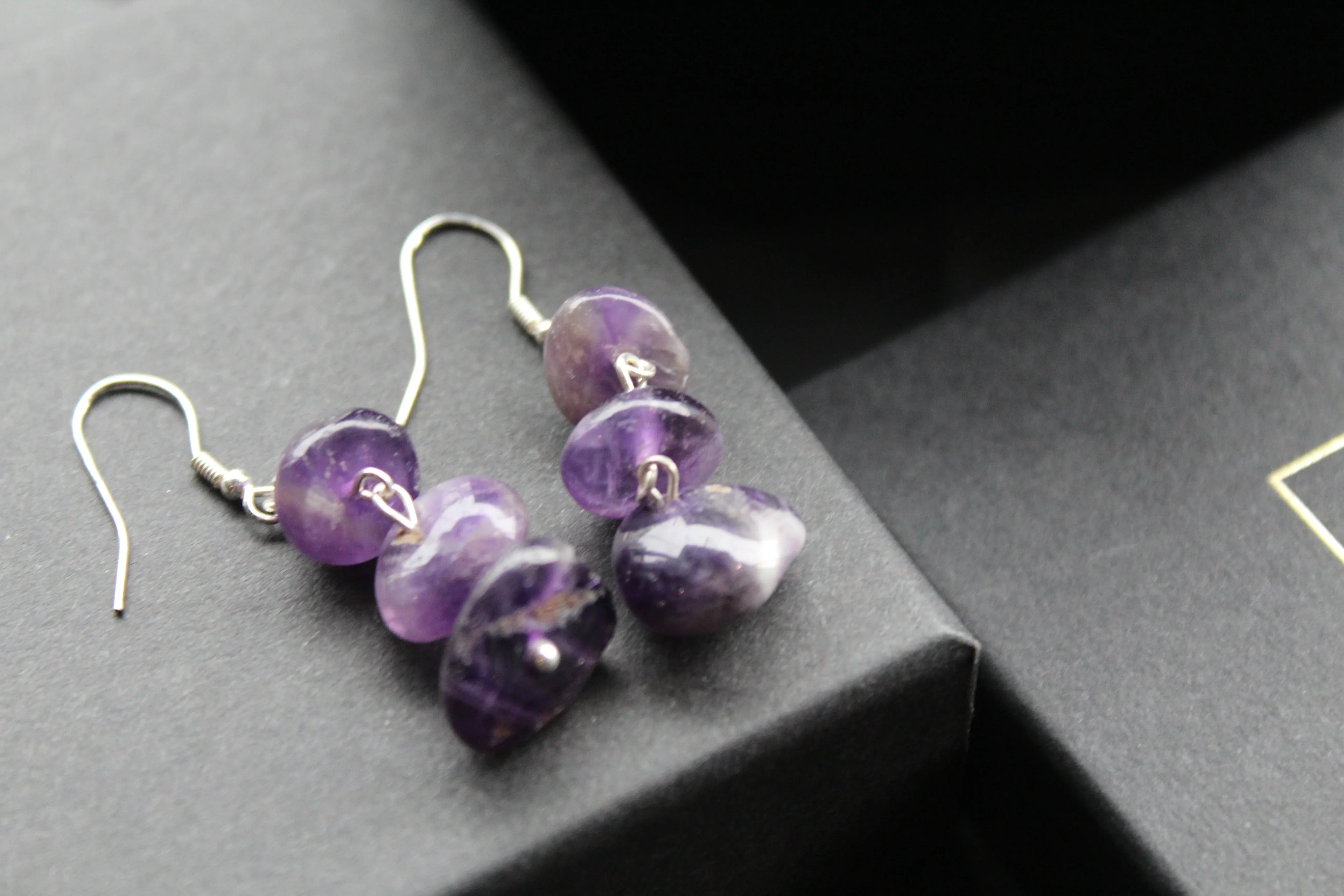 Amethyst 3 Drop Earrings - Swax Jewellery Barmouth