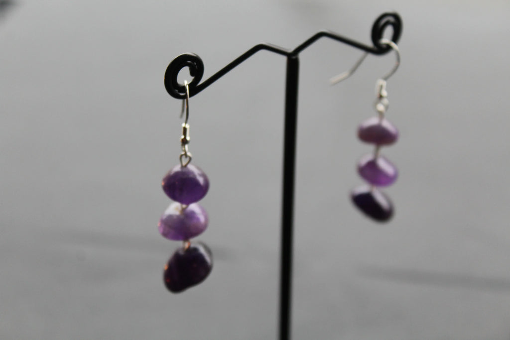 Amethyst 3 Drop Earrings - Swax Jewellery Barmouth