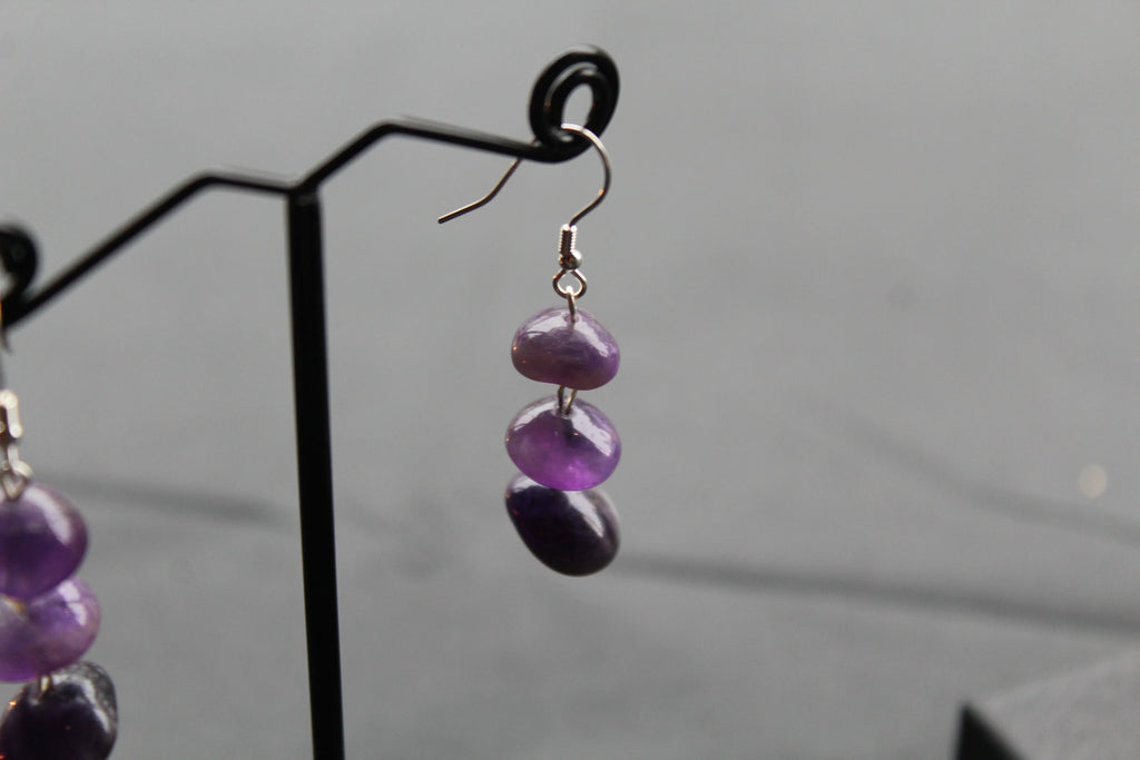 Amethyst 3 Drop Earrings - Swax Jewellery Barmouth